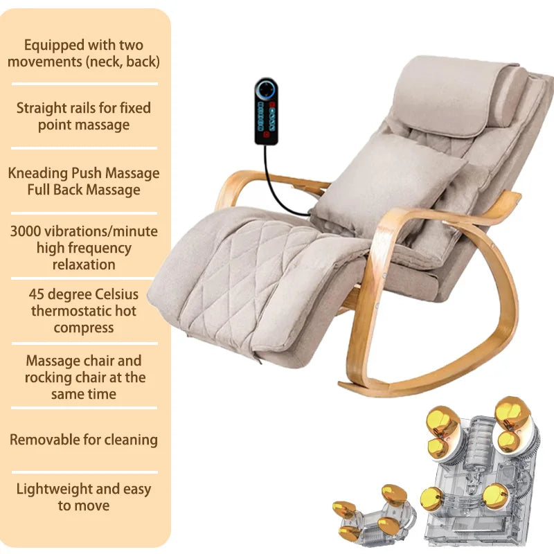 Jinkairui Electric Leisure Reclining Home Office Massager Shiatsu Rocking Massage Chair with Manipulator Roller Massag