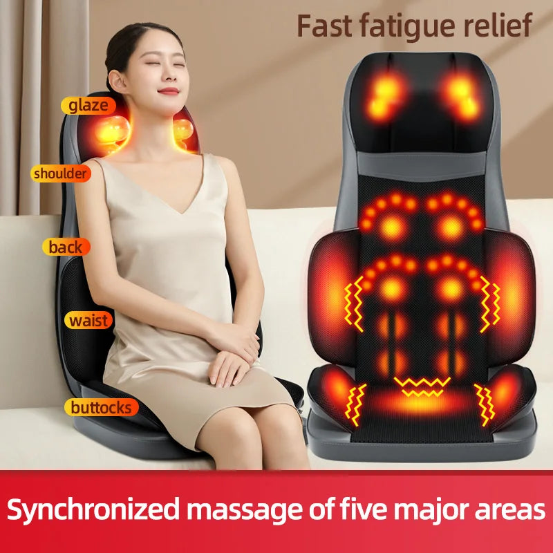 Home/Car Back Pain Relief Kneading Vibration Massage Seat Cushion Shiatsu Neck and Back Massager Full Body Massage Chair Cushion