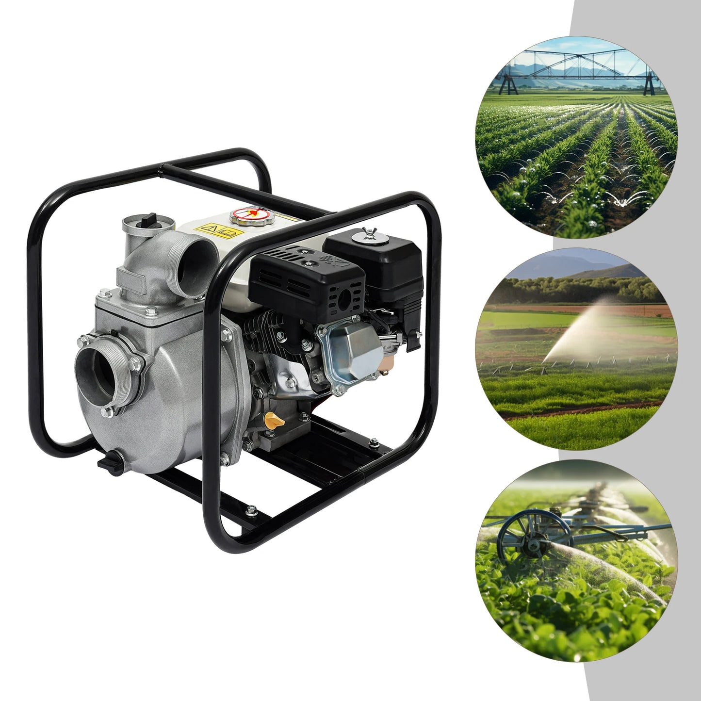 7.5HP 4 Stroke Gasoline Water Pump 3" Portable Gas-Powered Semi-Trash Water Pump