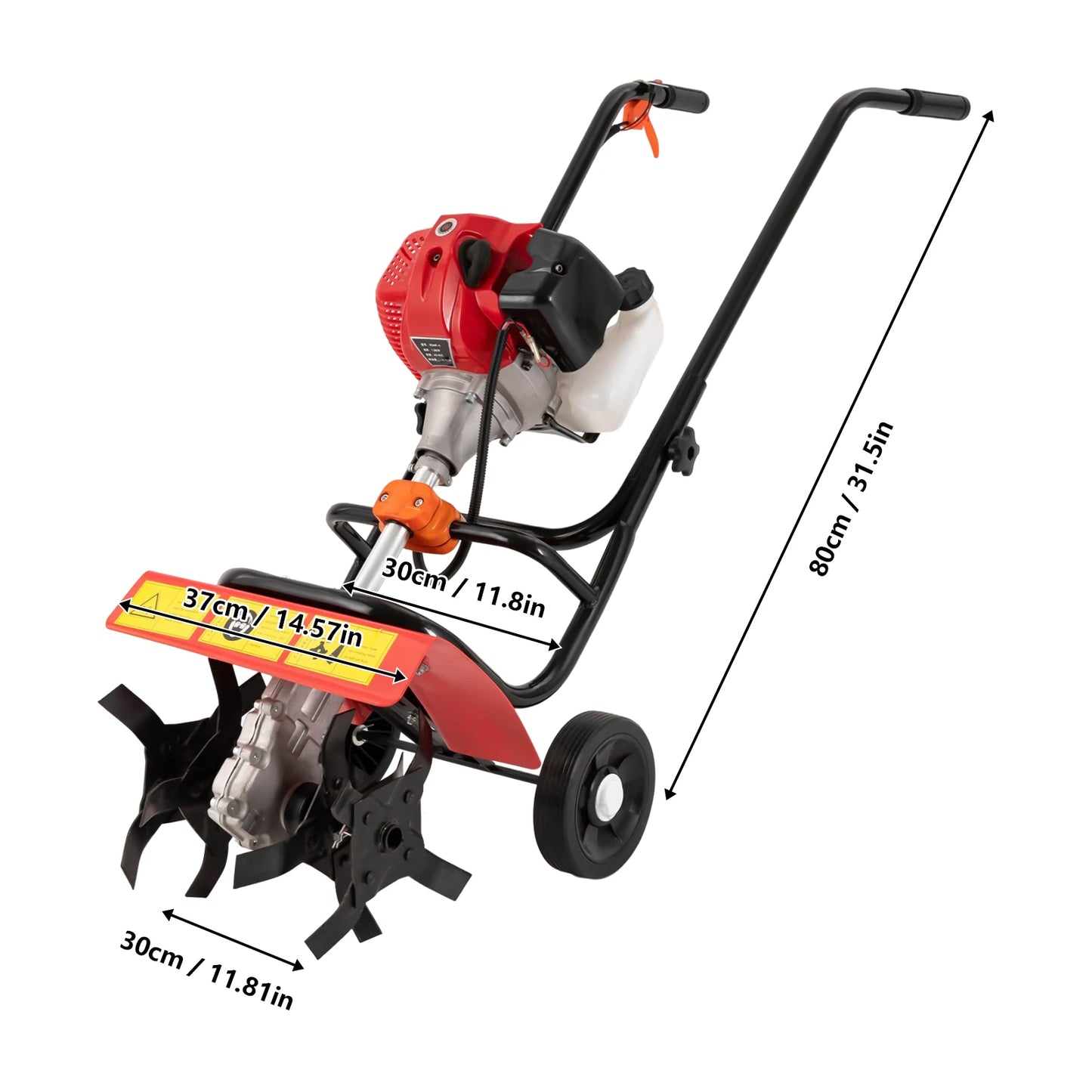 2-Stroke 52CC Petrol Gas Garden Mini Tiller Hand-Pull Rototiller