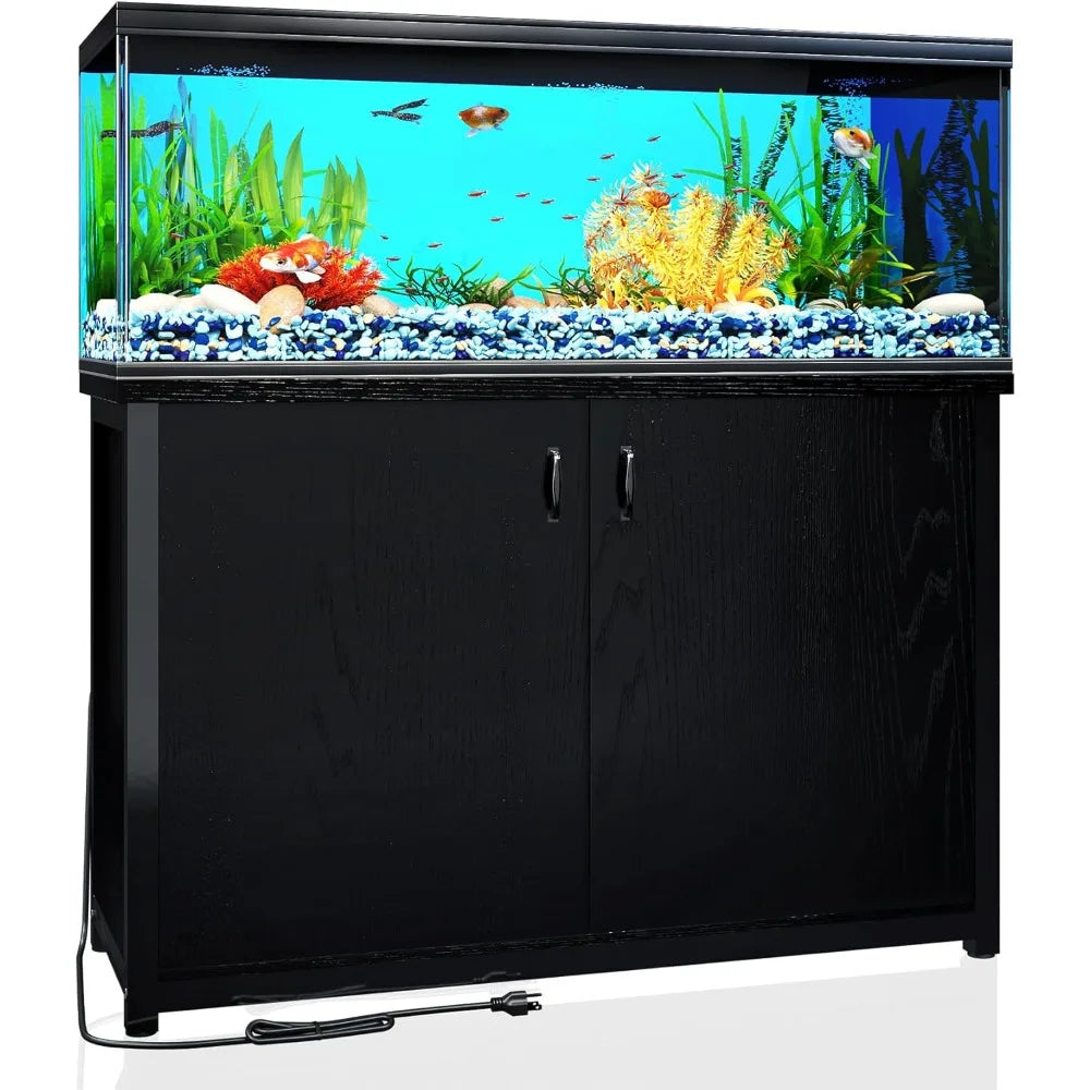 Fish Tanks Equipped with Charging Station,1200pound Load Capacity,metal Fish Tank Rack with Large Storage Cabinet and Cable Hole