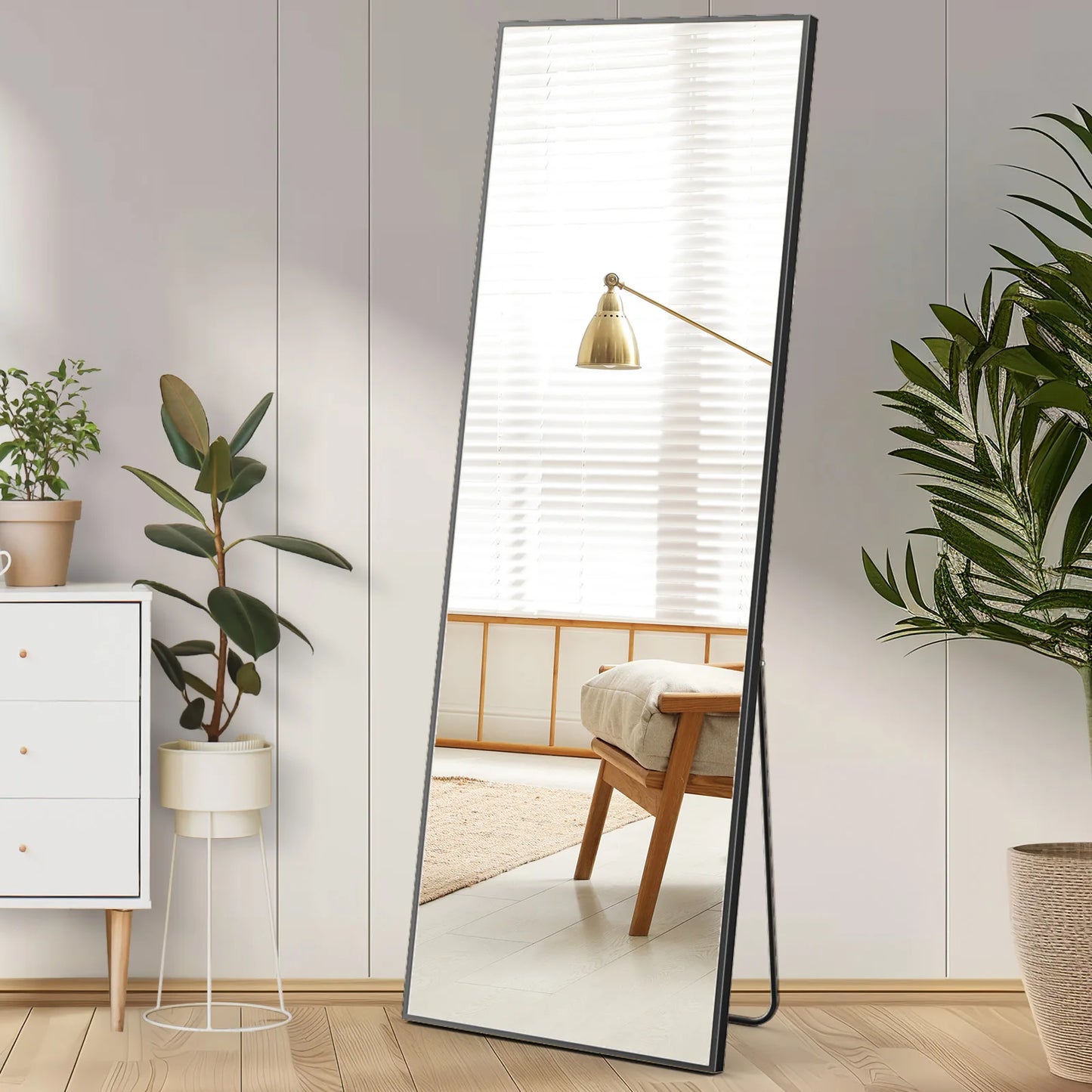 JHK Full Body Floor Mirror 59"x16" Standing Hanging or Wall-Mounted Mirrors