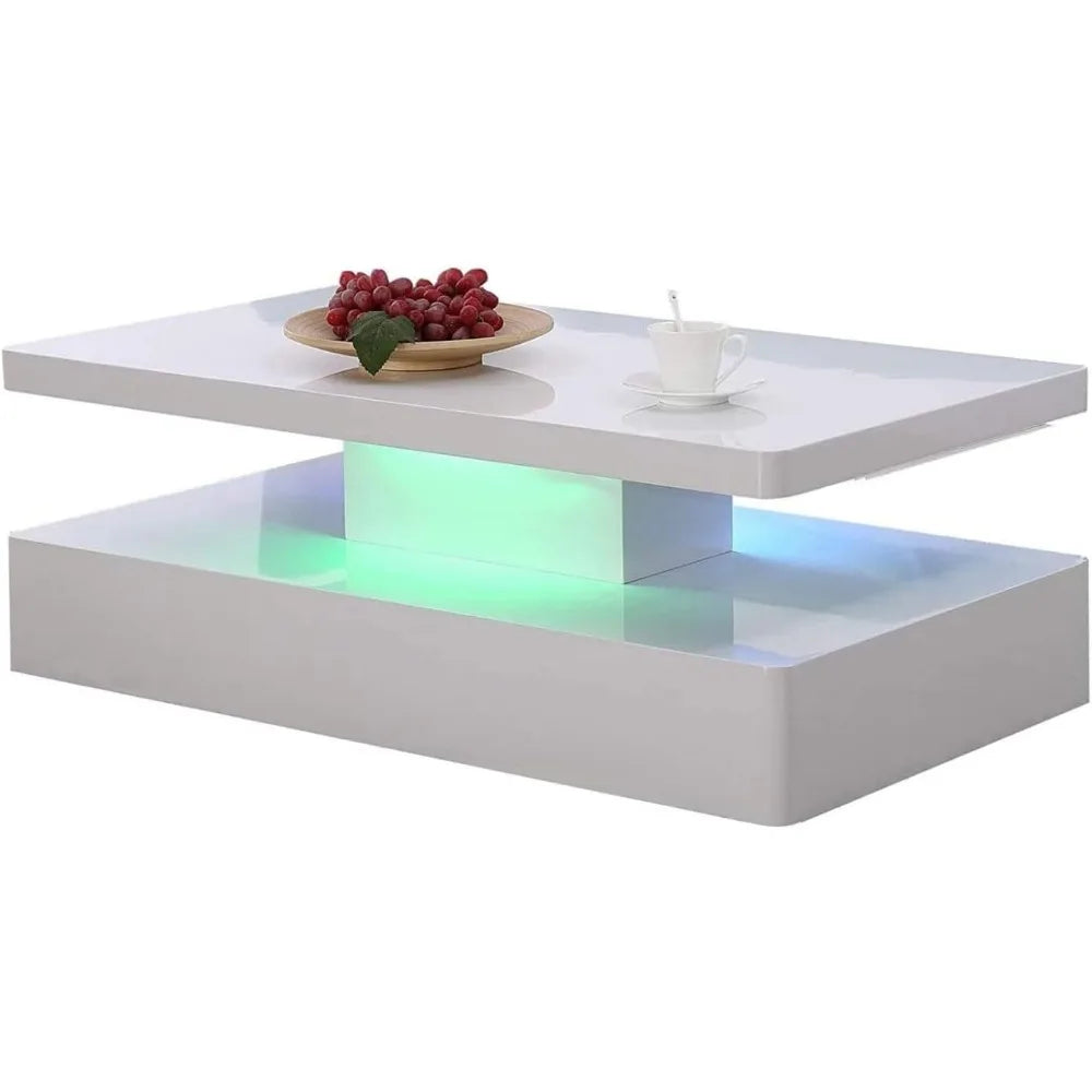 Modern LED Coffee Table 44 Inch, High Glossy