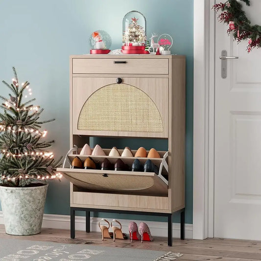 Shoe Storage Cabinet with 2 Flip Drawers