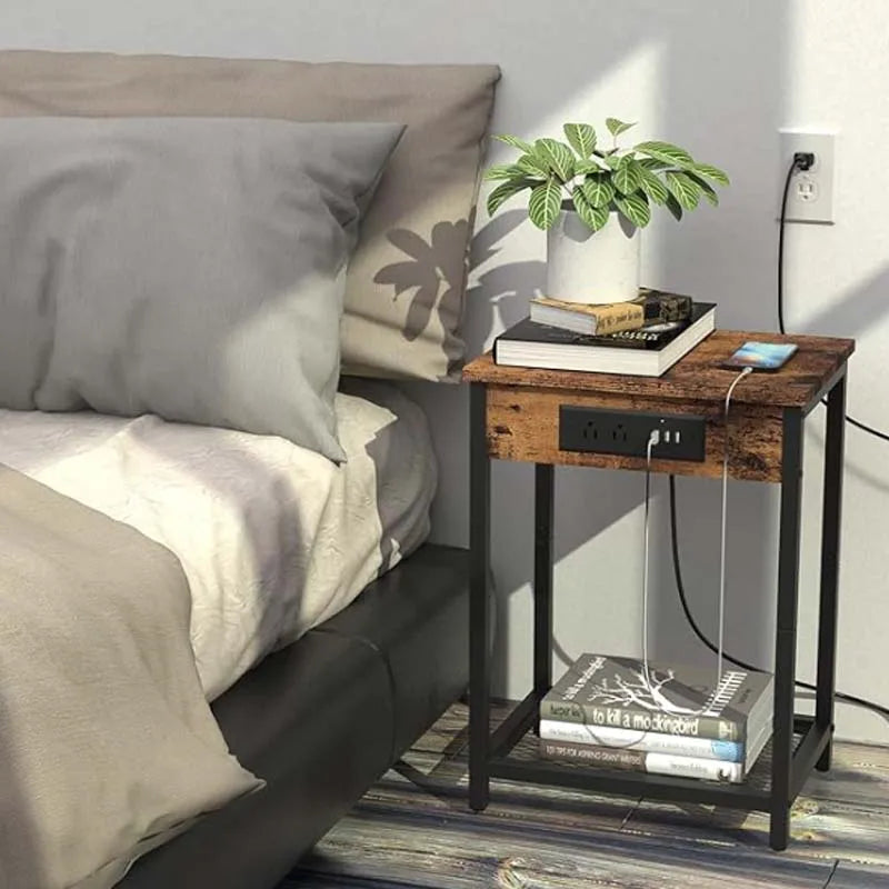 Nightstand with Charging Station Bedroom