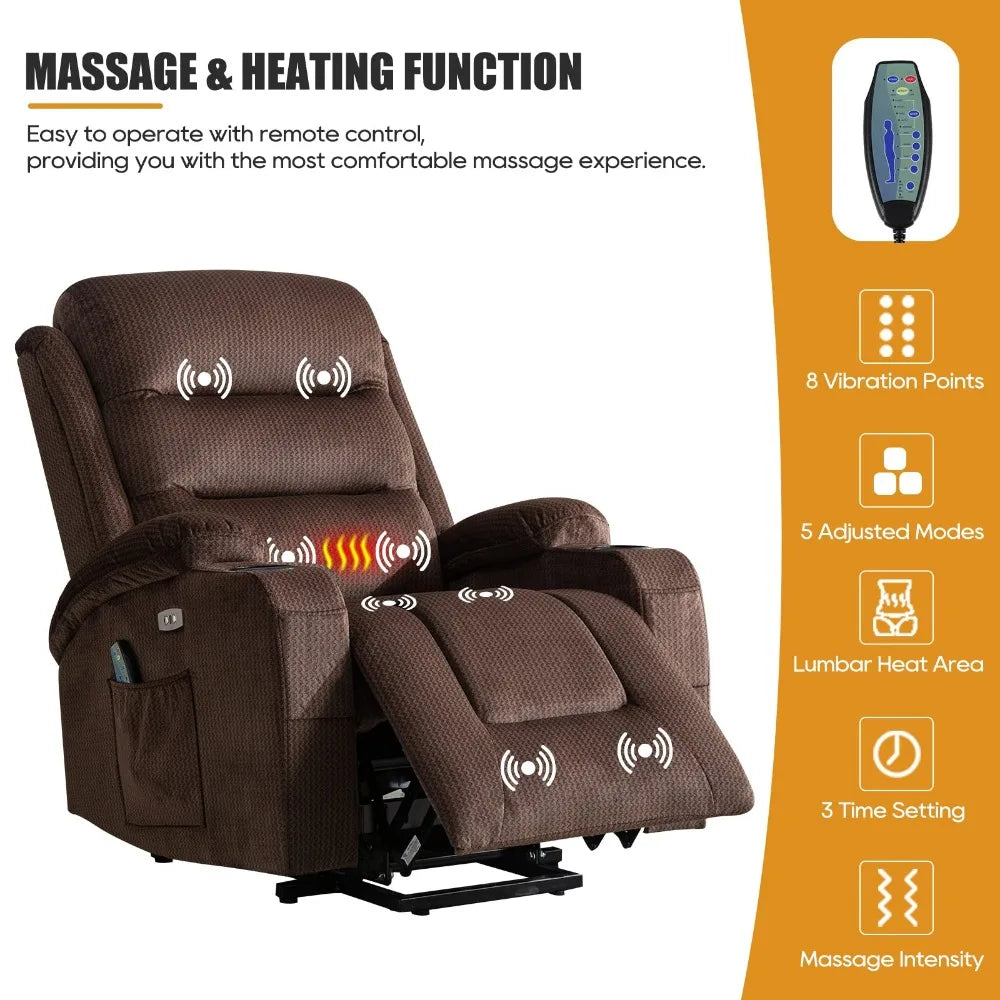 Power Lift Recliner Chair for Elderly, Electric Power Lift Chair with USB Port, 2 Cup Holders for Living Room