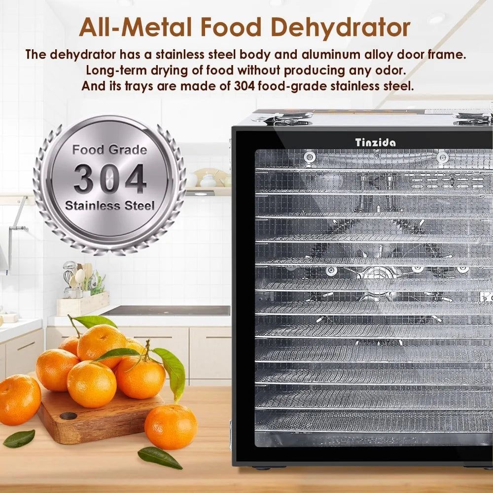 Food Dehydrator Machine, 12 Stainless Steel Trays, Dehydrators For Jerky, Meat, Fruit, Pet Treats, Vegetables, Herb,