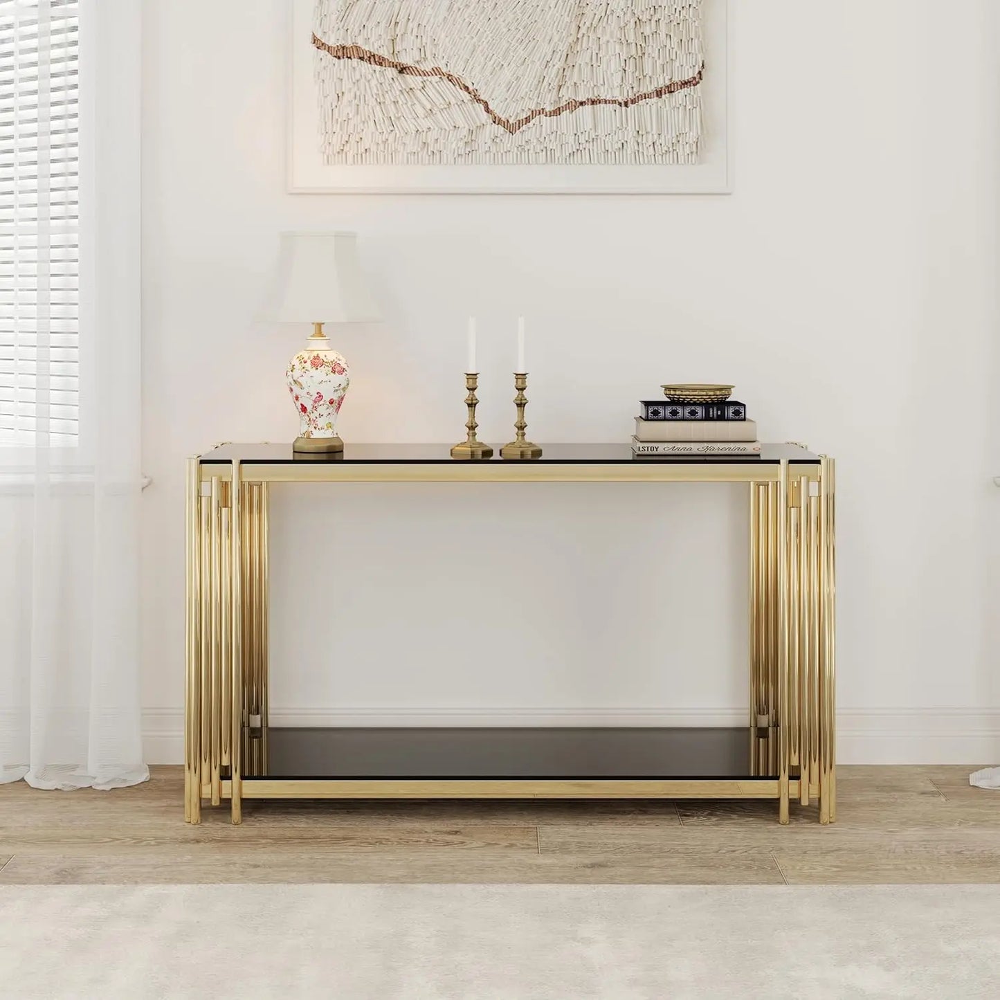 Glass Console Table Modern Black Glass Entryway Tables