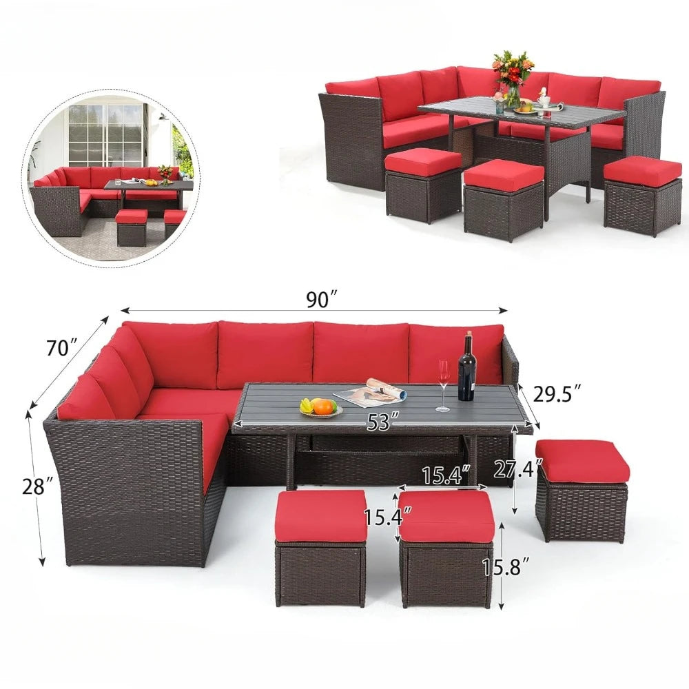 7 Pieces Patio Furniture Set, Outdoor Sectional Sofa