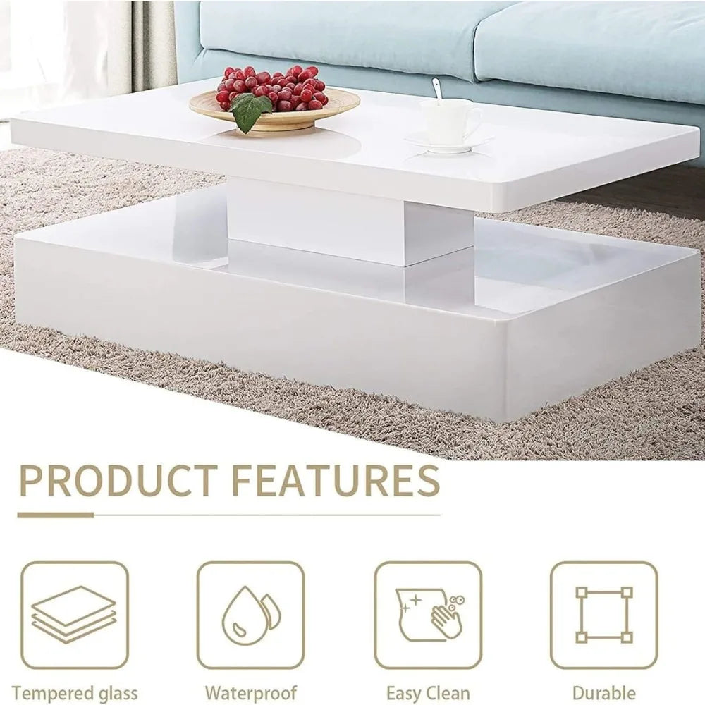 Modern LED Coffee Table 44 Inch, High Glossy