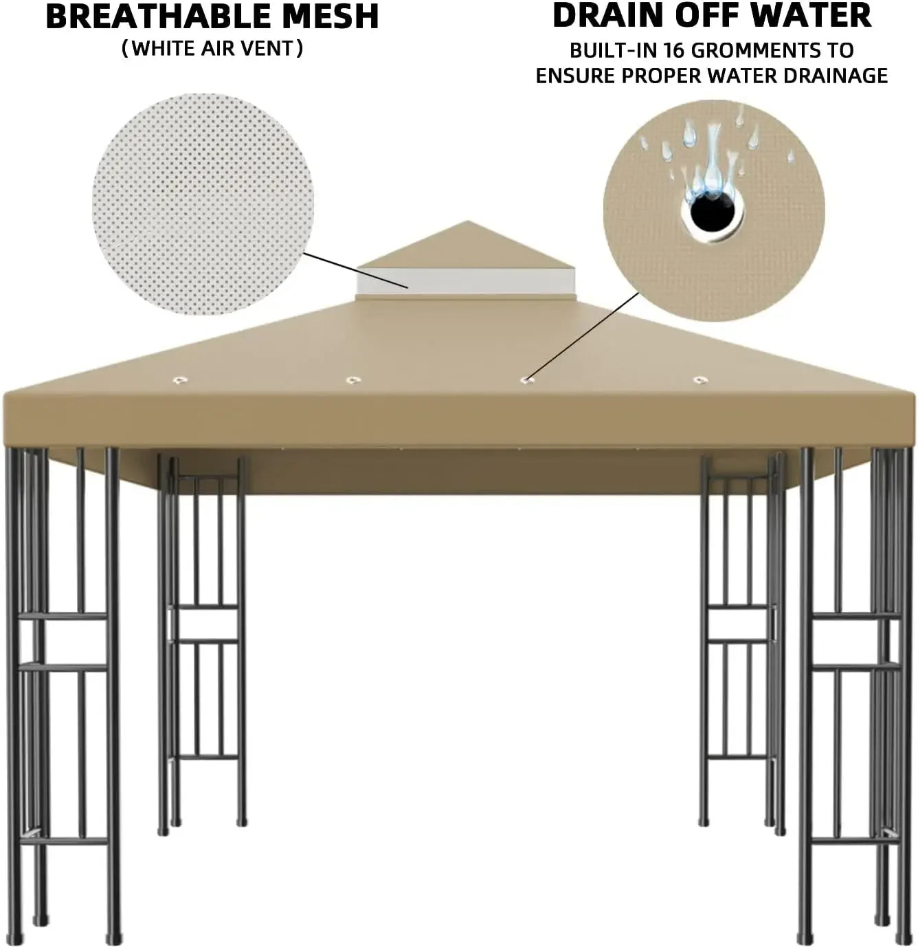 10x10 FT Gazebo Replacement Canopy