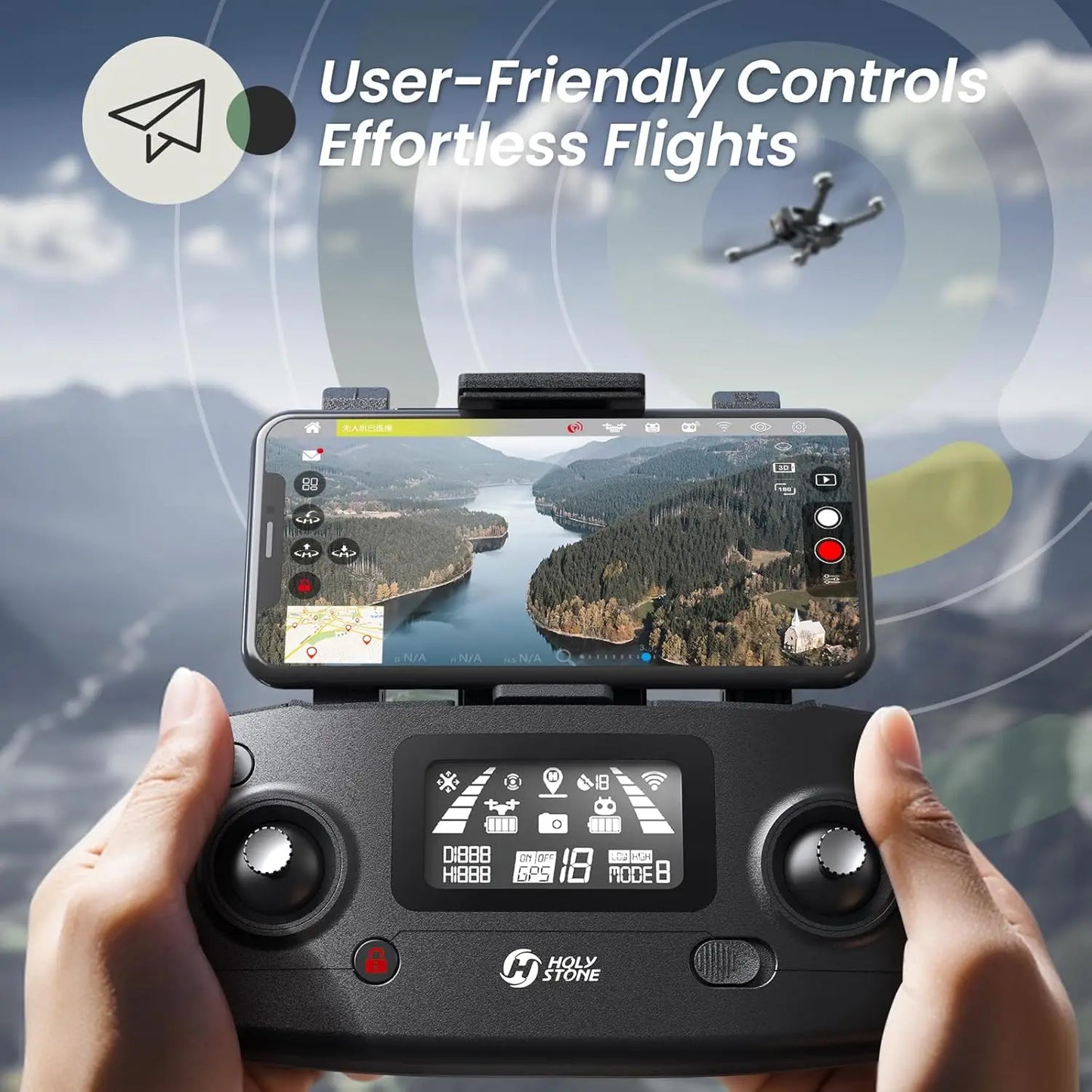 Drones with Camera for Adults Integrated Remote ID, 2 Batteries 46 Min Flight Time, 5GHz FPV Transmission, 130° FOV EIS Camera,