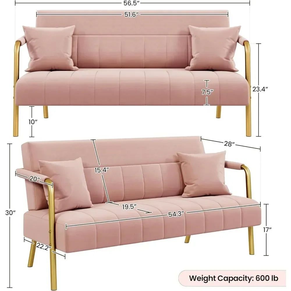 56.5" W Modern Loveseat 2 Seater Sofa