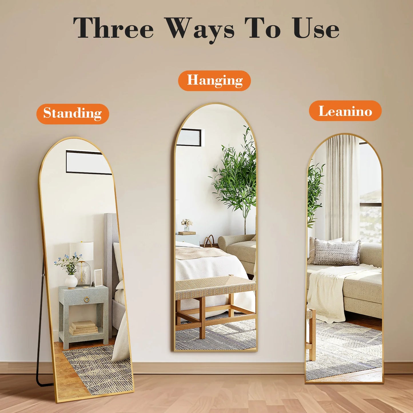 JHK Full Body Floor Mirror 59"x16" Standing Hanging or Wall-Mounted Mirrors