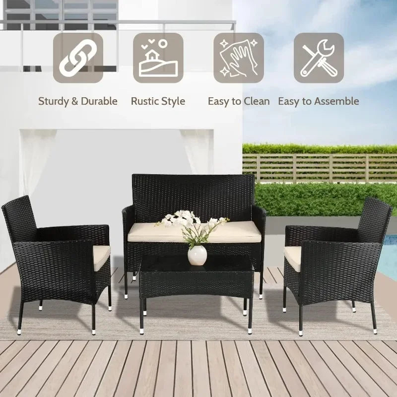 FDW Patio Furniture Set 4 Pieces Outdoor