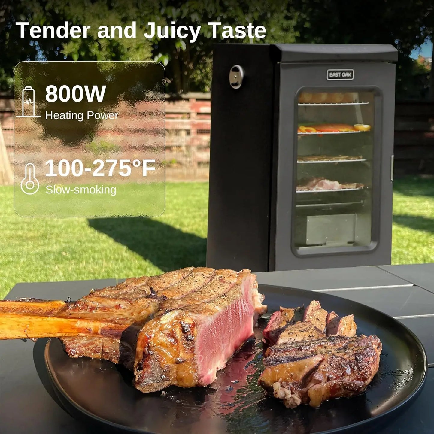 30" Digital Electric Smoker, Outdoor Smoker with Glass Door and Meat Thermometer, 725 Sq Inches of Cooking with Remote