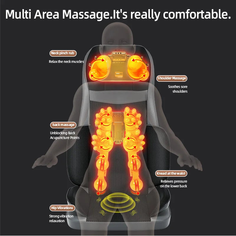 Home/Car Back Pain Relief Kneading Vibration Massage Seat Cushion Shiatsu Neck and Back Massager Full Body Massage Chair Cushion