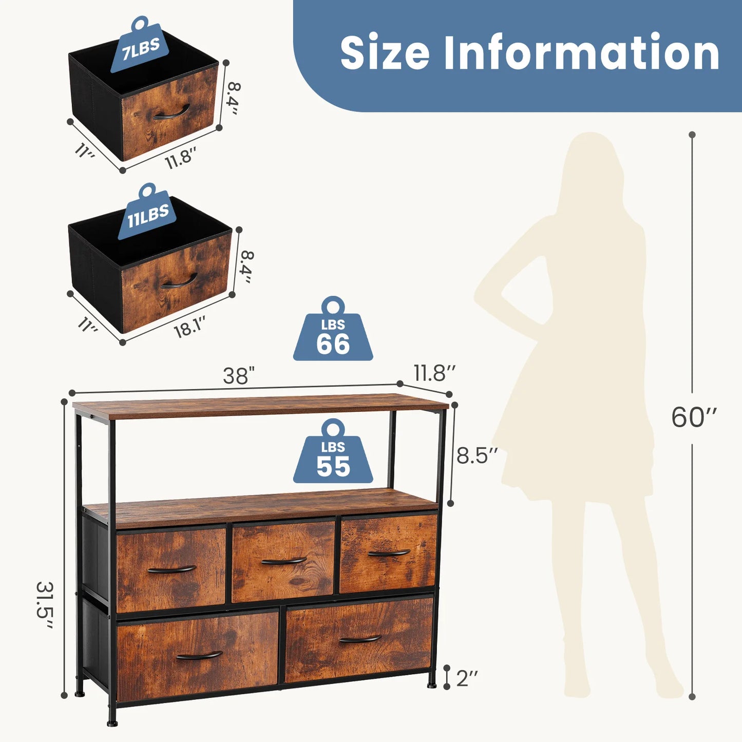 JHK TV Stand Dresser