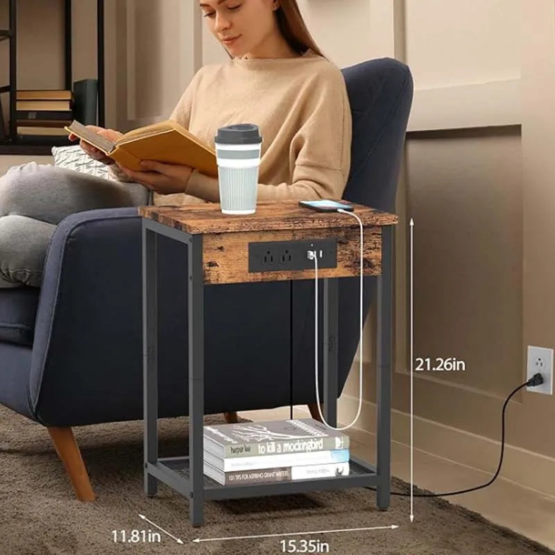 Nightstand with Charging Station Bedroom