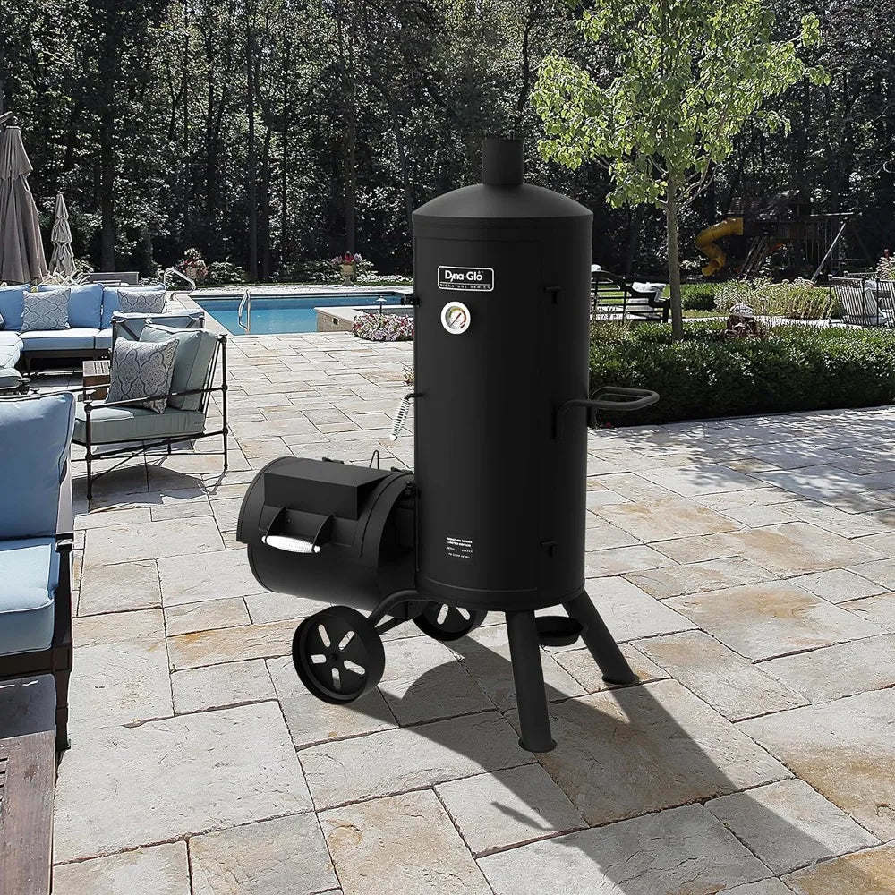 Dyna-Glo Signature Series DGSS1382VCS-D Heavy-Duty Vertical Offset Charcoal Smoker & Grill，Black Powder Coat