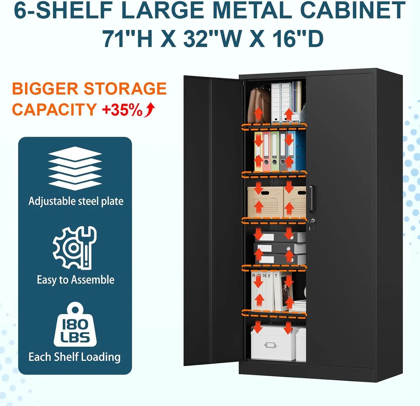 Metal Garage Storage Cabinet with Doors and Shelves